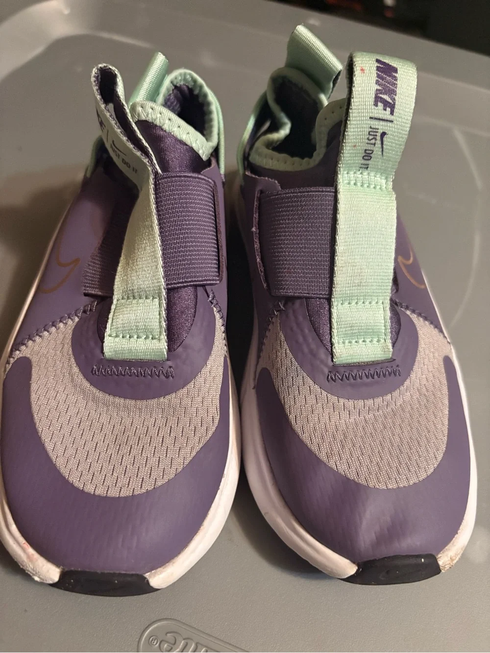 Nike Kids Slip-On Sneakers in Purple and Mint Green